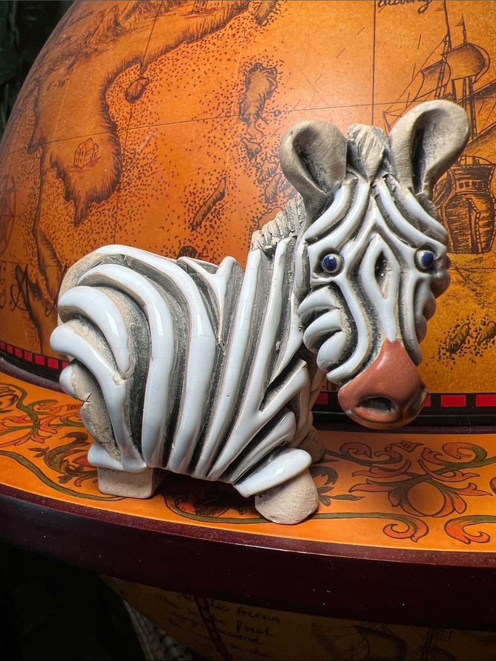 Artesania Rinconada Zebra Figure Vintage Studio Crafted DeRosa Signed Pottery
